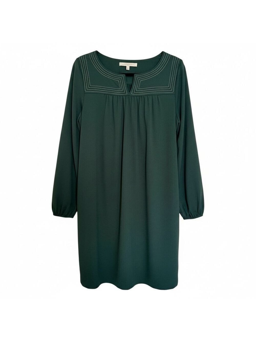 Shannon McLean Dark Green Long Sleeve Dress with Gold Stitching M